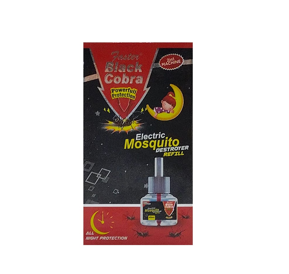 BLACK COBRA ELECTRIC MOSQUITO DESTROYER REFILL POWERFULL PROTECTION 45 ML