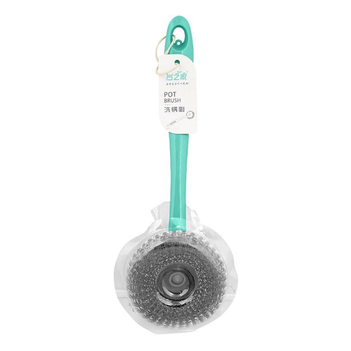 Steel Wire Ball Dishwashing Brush 3in1 With Plastic Handle