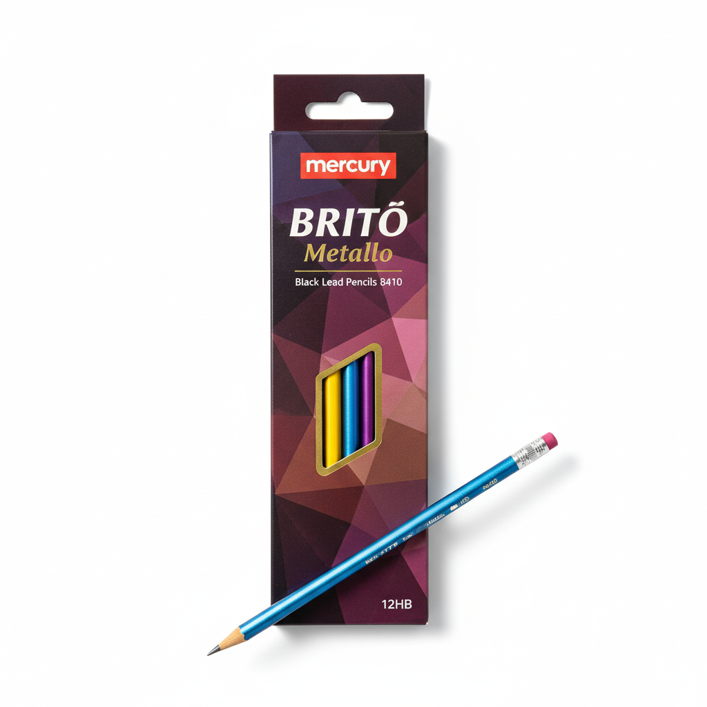 Mercury Brito Metallo Black Lead Pencils 12HB Box (8410)