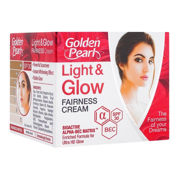 Golden Pearl Light &amp; Glow Fairness Cream, With Vitamin B3 + C, 70ml
