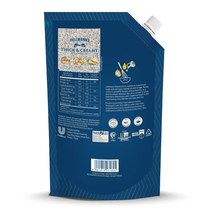 Hellmann's Thick &amp; Creamy Mayonnasie 180g