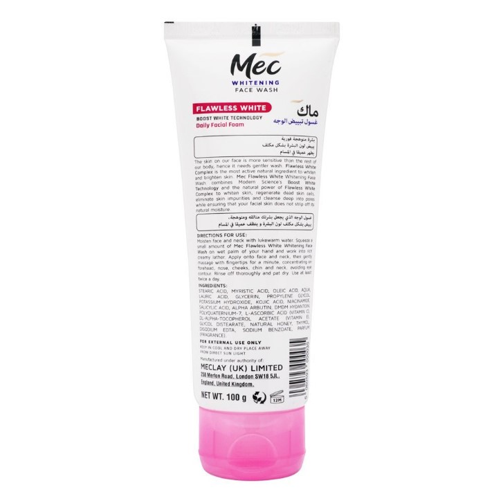 Mec Whitening Flawless White Face Wash, 100g