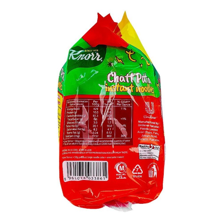 Knorr Noodles Chatt Patta, Family Pack, 4-Pack Inside