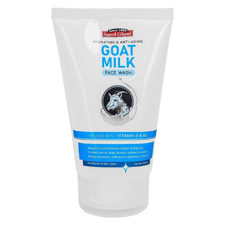 Saeed Ghani Hydrating &amp; Anti-Aging Goat Milk Face Wash, Suitable For All Skin Types, 100ml