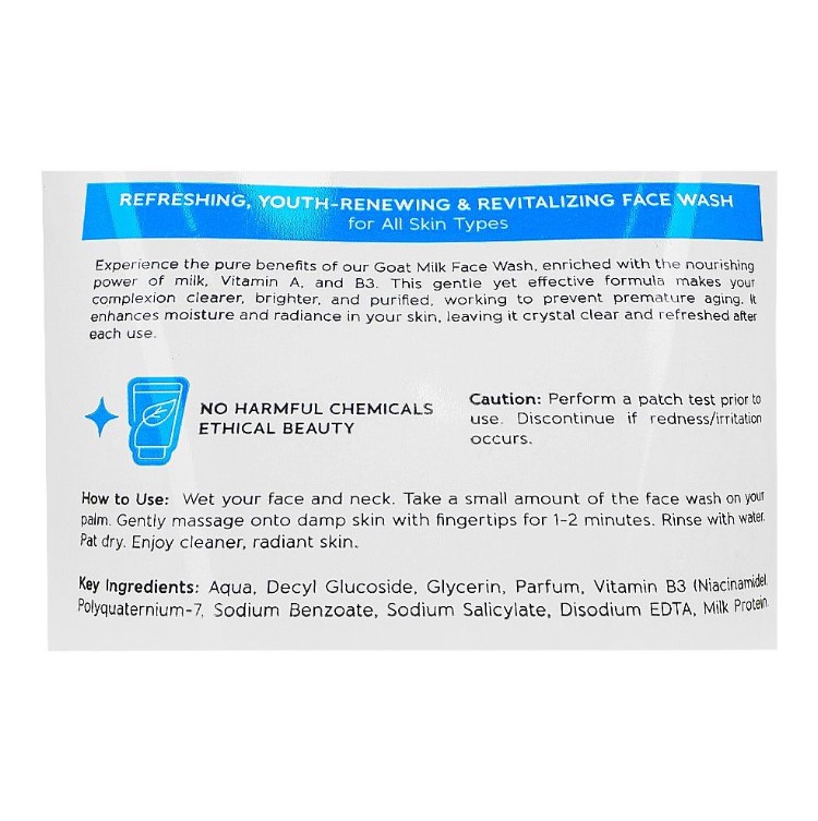 Saeed Ghani Hydrating &amp; Anti-Aging Goat Milk Face Wash, Suitable For All Skin Types, 100ml