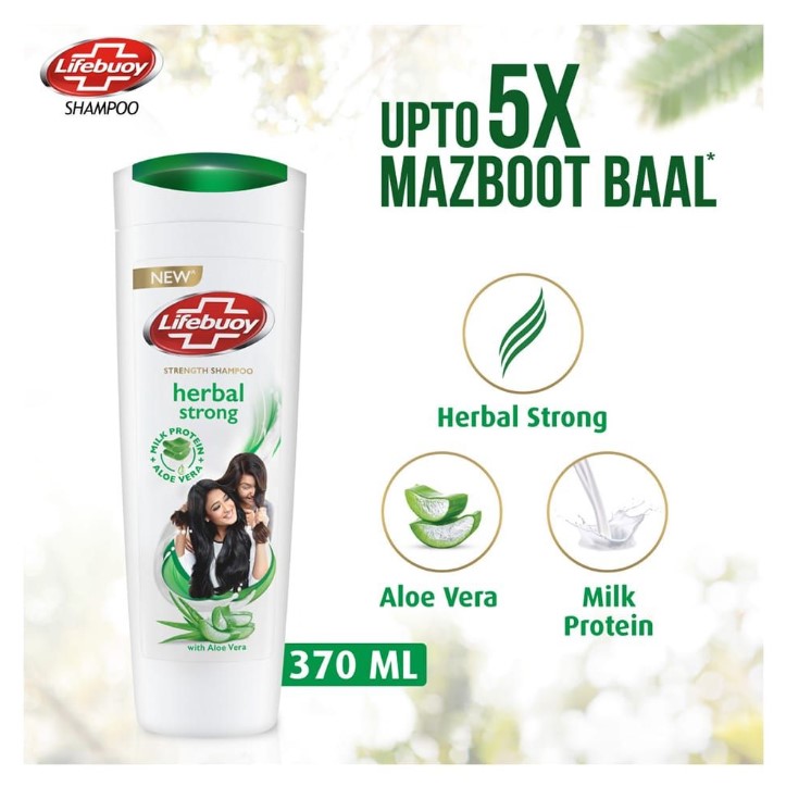 Lifebuoy Herbal Strong Strength Shampoo with Milk Protein + Aloe Vera – 370ml