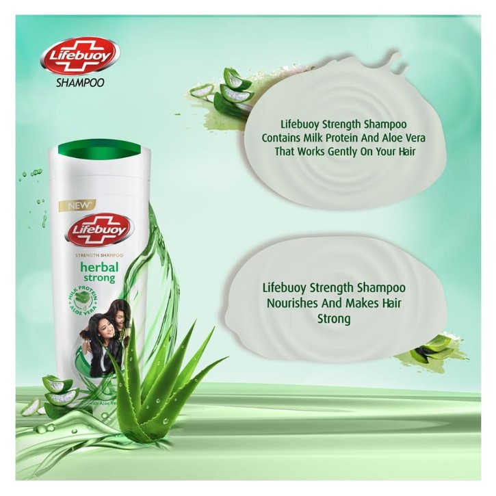 Lifebuoy Herbal Strong Strength Shampoo with Milk Protein + Aloe Vera – 370ml