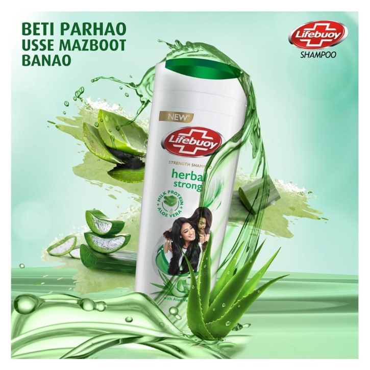 Lifebuoy Herbal Strong Strength Shampoo with Milk Protein + Aloe Vera – 370ml