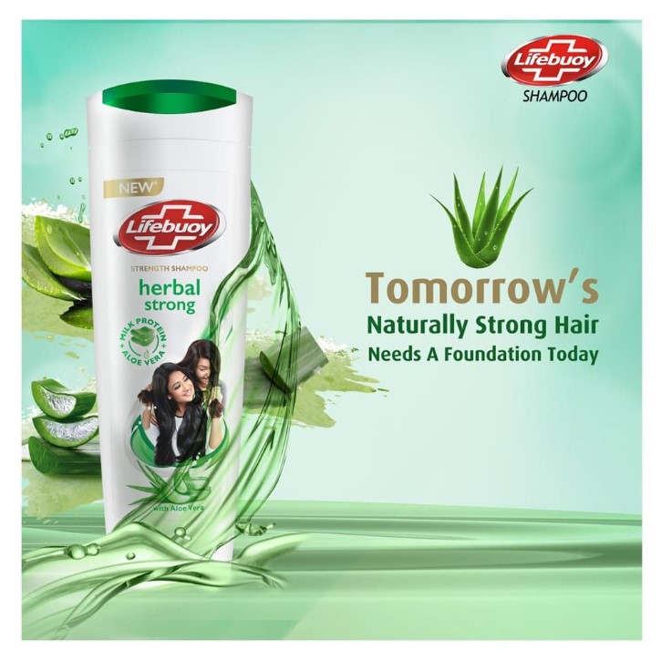 Lifebuoy Herbal Strong Strength Shampoo with Milk Protein + Aloe Vera – 370ml