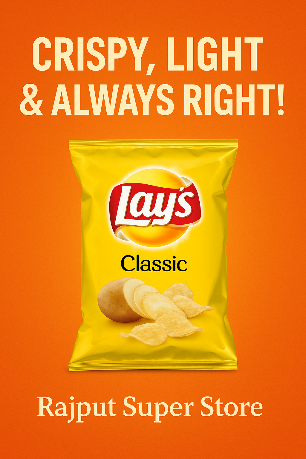 Lays Salted Potato Chips, 45g Rs 70