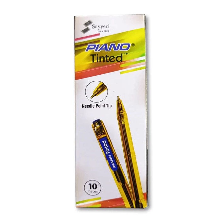 Piano Tinted Needle Point Tip Ball Pens Pack of 10 Red