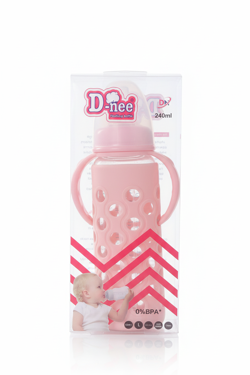 D-nee Baby Feeding Bottle – 240ml (Glass Feeder)
