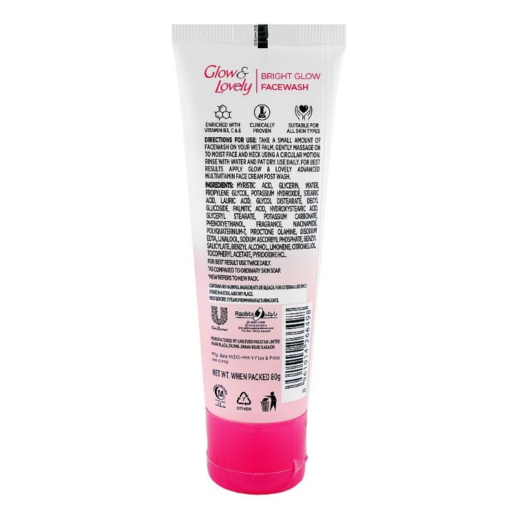 Glow &amp; Lovely Bright Glow 3X Multi-Vitamins Face Wash – 80g