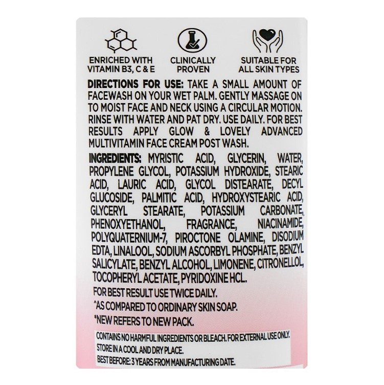 Glow &amp; Lovely Bright Glow 3X Multi-Vitamins Face Wash – 80g