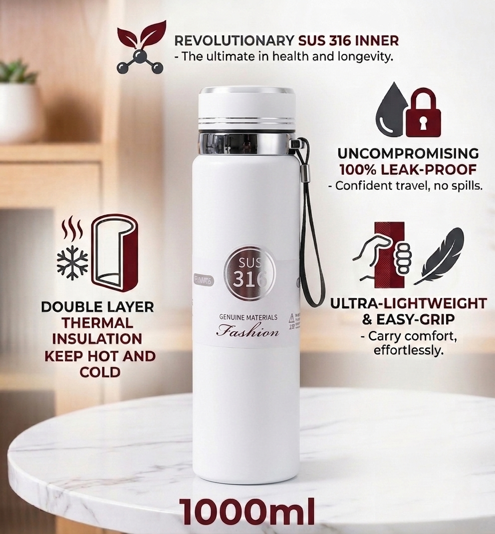 SUS 316 Stainless Steel Vacuum Insulated Water Bottle – 1000ml
