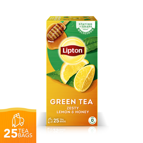 Lipton Green Tea, Zesty Lemon &amp;amp; Honey Tea Bags, 25-Pack