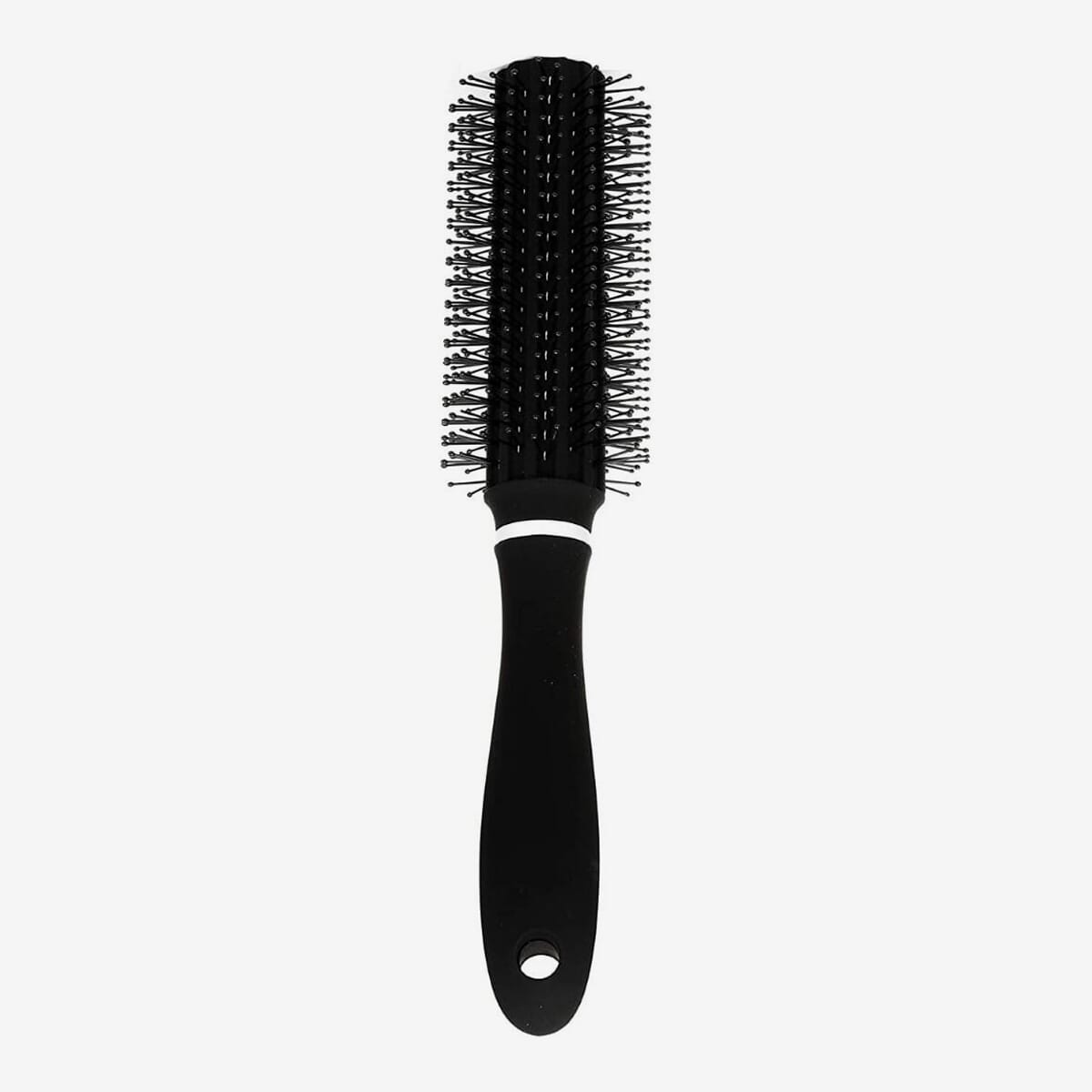 Black Round Hair Brush With Nylon Bristles