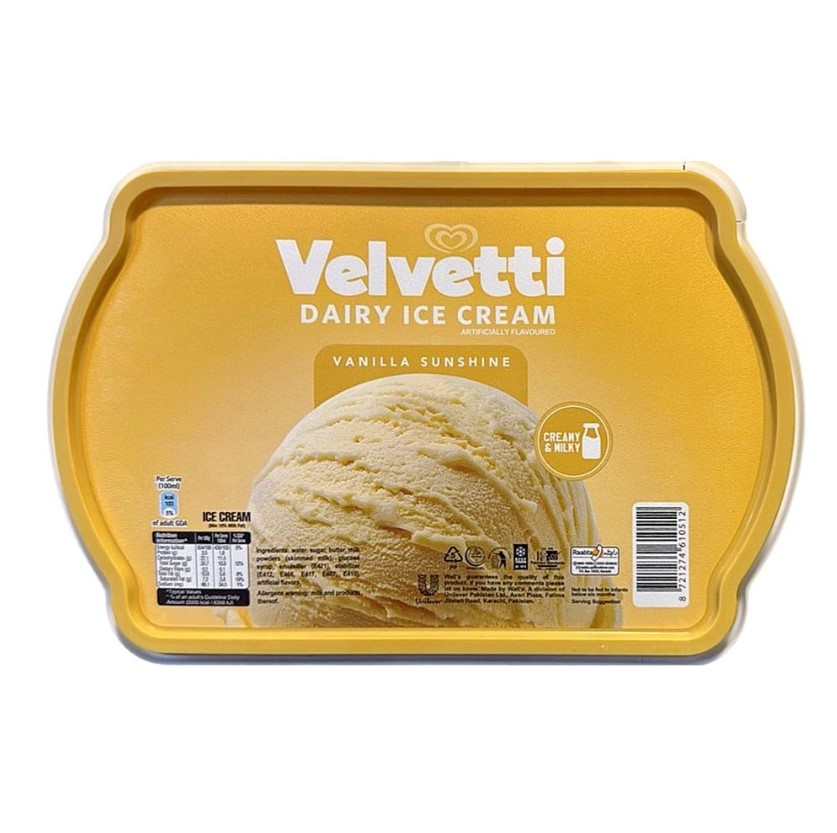 Walls Velvetti Dairy Ice Cream – Vanilla Sunshine (1.3L)