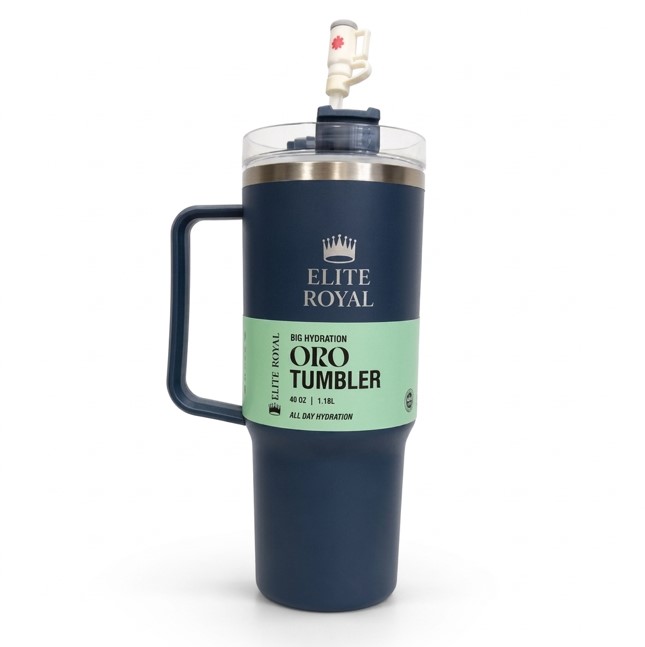 Elite Royal ORO Tumbler with Handle &amp;amp; Straw
