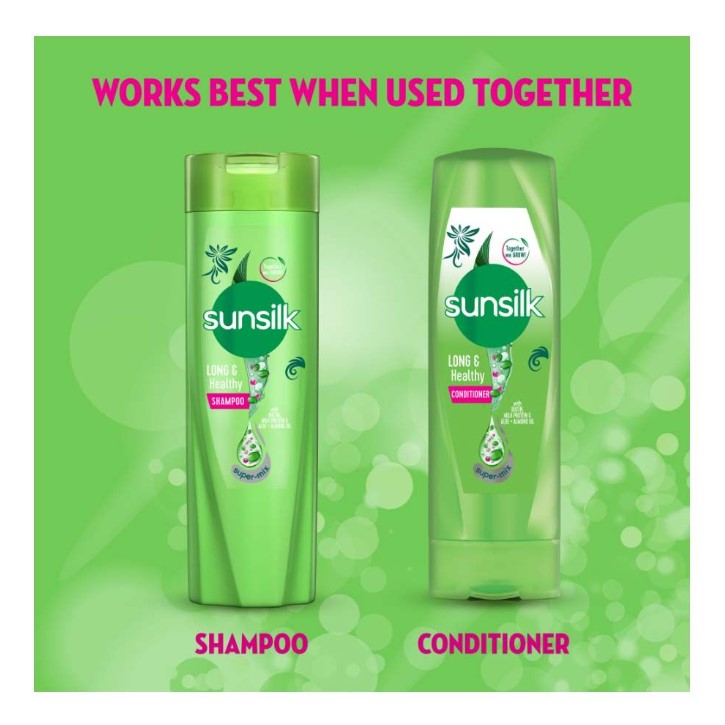 Sunsilk Long &amp; Healthy Biotin Milk Protein &amp; Aloe + Almond Oil Shampoo, 360ml