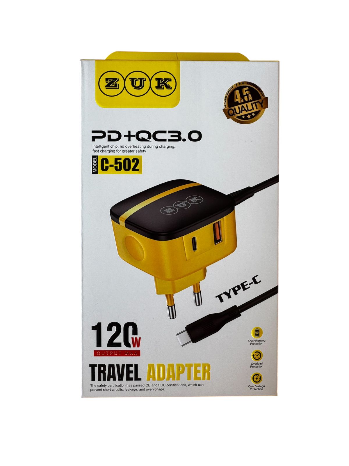 ZUK 120W Ultra Fast Travel Adapter (C-502)