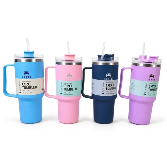 Elite Royal ORO Tumbler with Handle &amp;amp; Straw